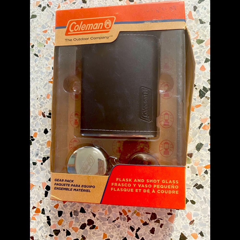 Coleman Flask and shot glass NEW